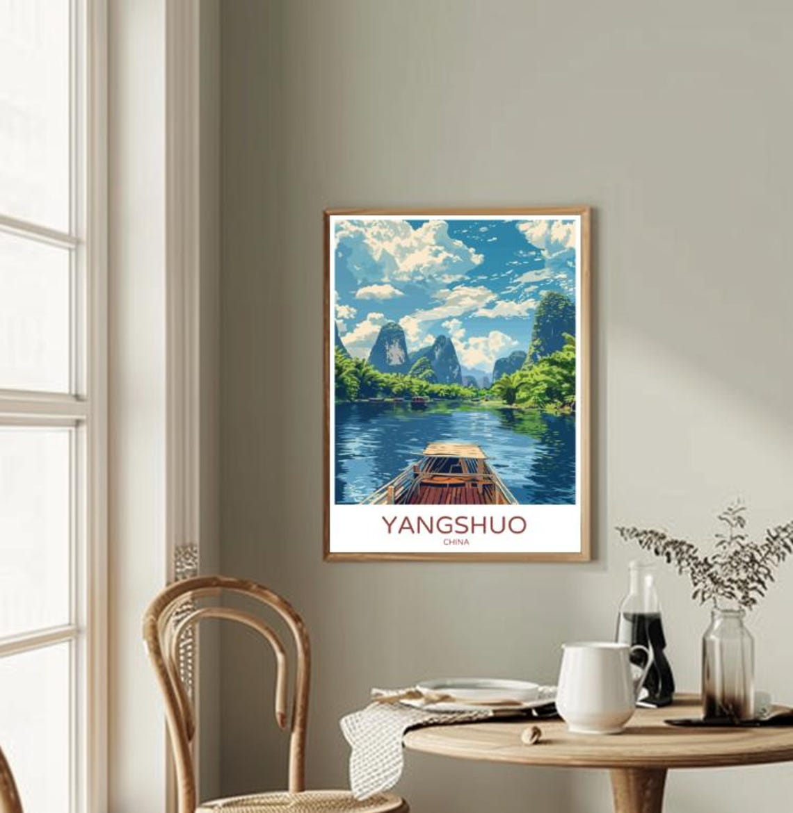 Yangshuo China Karst Mountains River Vintage Travel Poster Art - Image 2