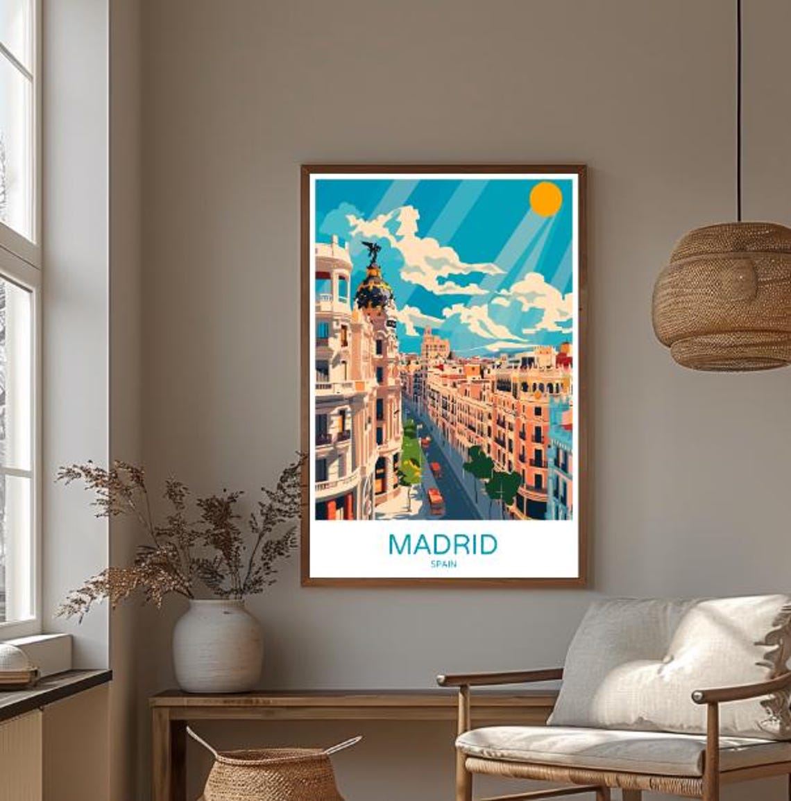 Madrid Spain Travel Poster Vibrant Wall Art Of Royal Palace And Cityscape Spain Travel Print Spanish Decor Urban Art - Image 3