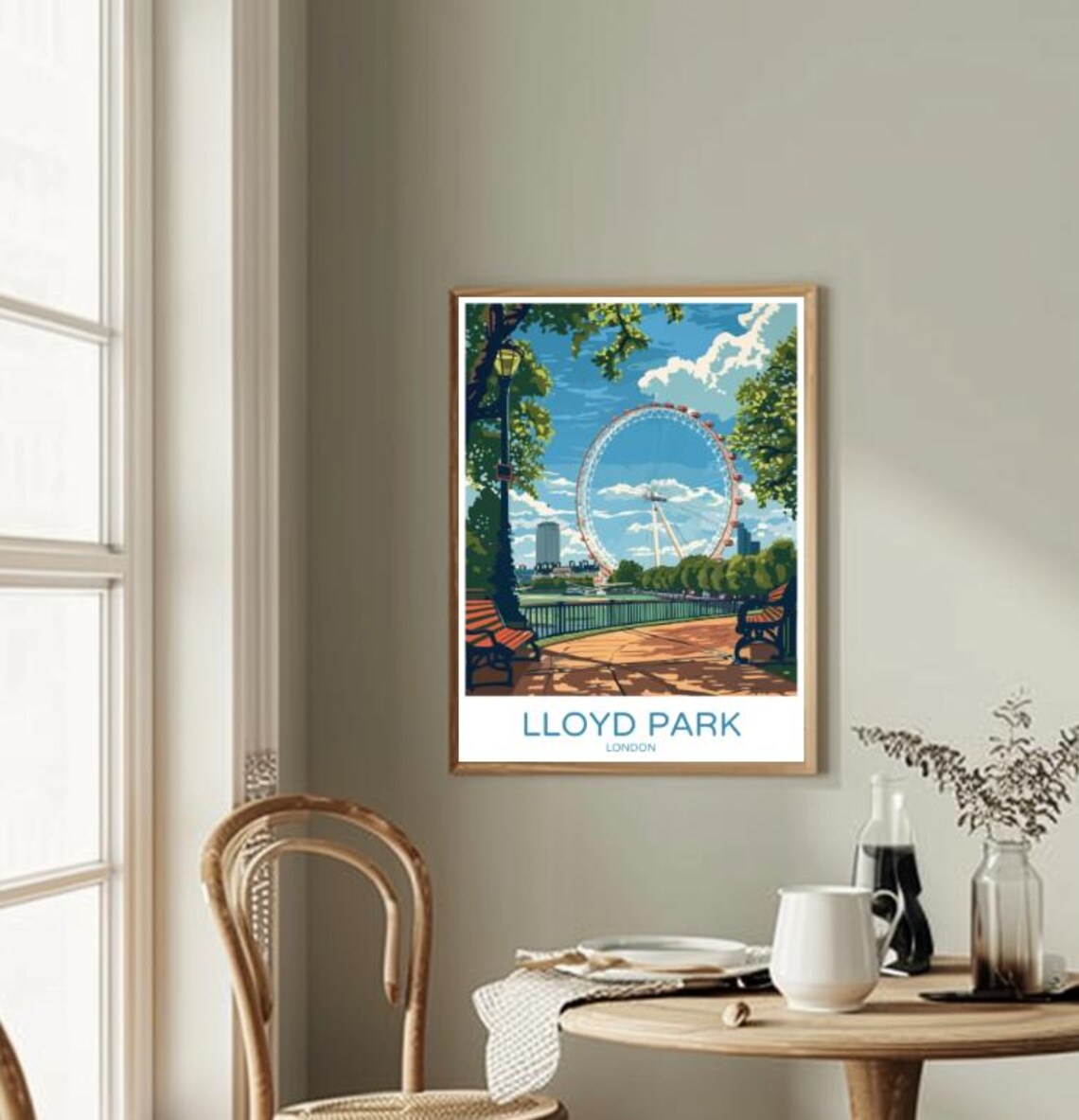 Lloyd Park London London Eye Riverside Park Sunny Scene Vintage Poster - Image 2