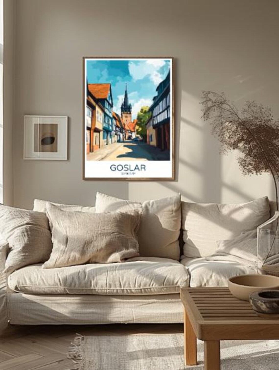 Goslar Germany Half Timbered Medieval Street Church Spire Travel Poster - Image 2