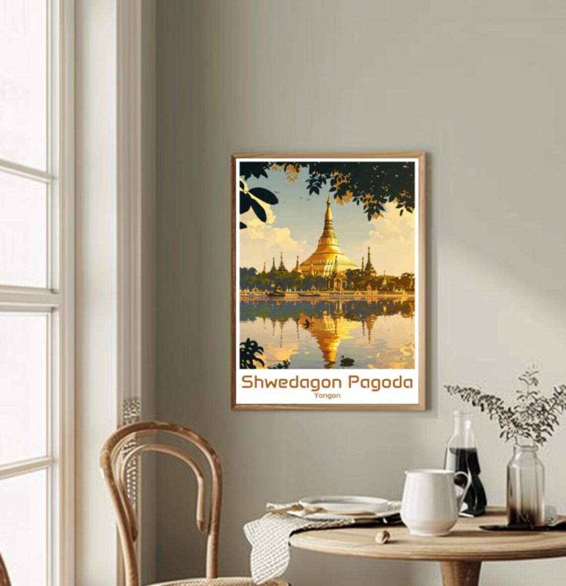 Shwedagon Pagoda Yangon Golden Temple Illustration Travel Poster - Image 2