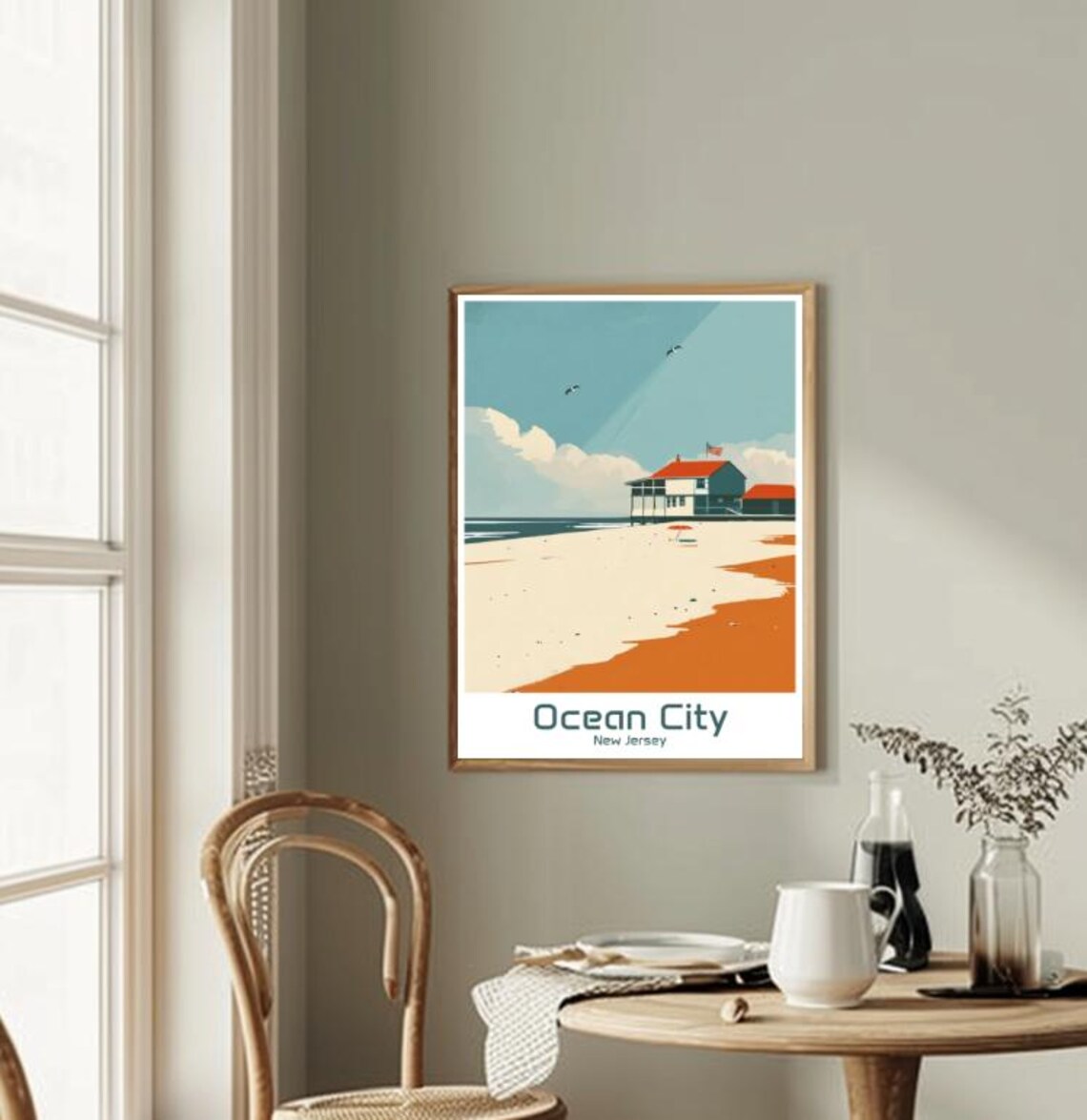 Ocean City New Jersey Vintage Travel Boardwalk Beach House Poster - Image 2