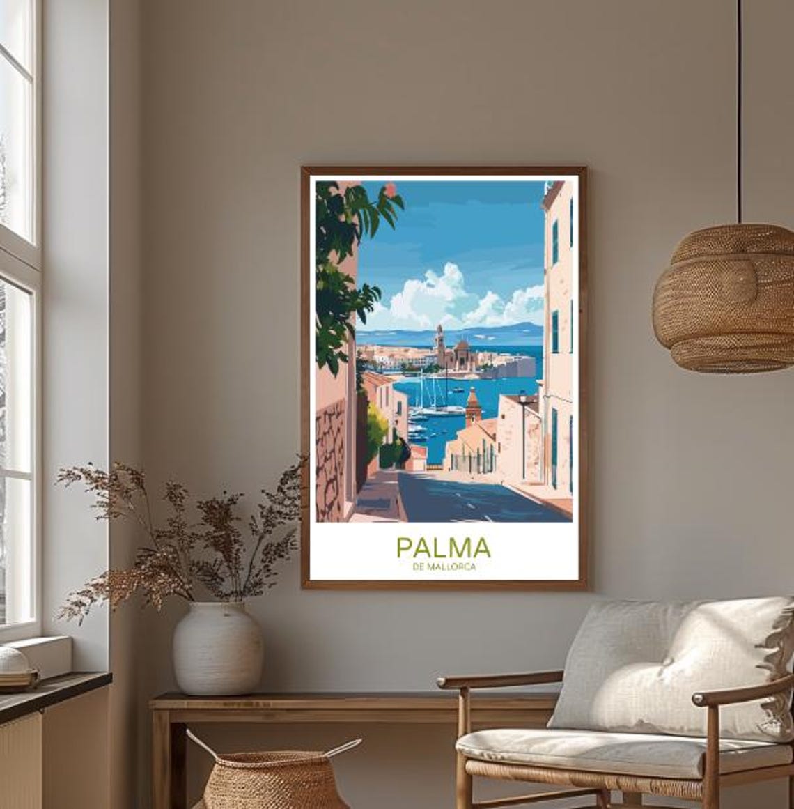 Palma de Mallorca Old Town Street Overlooking the Harbor Poster - Image 3