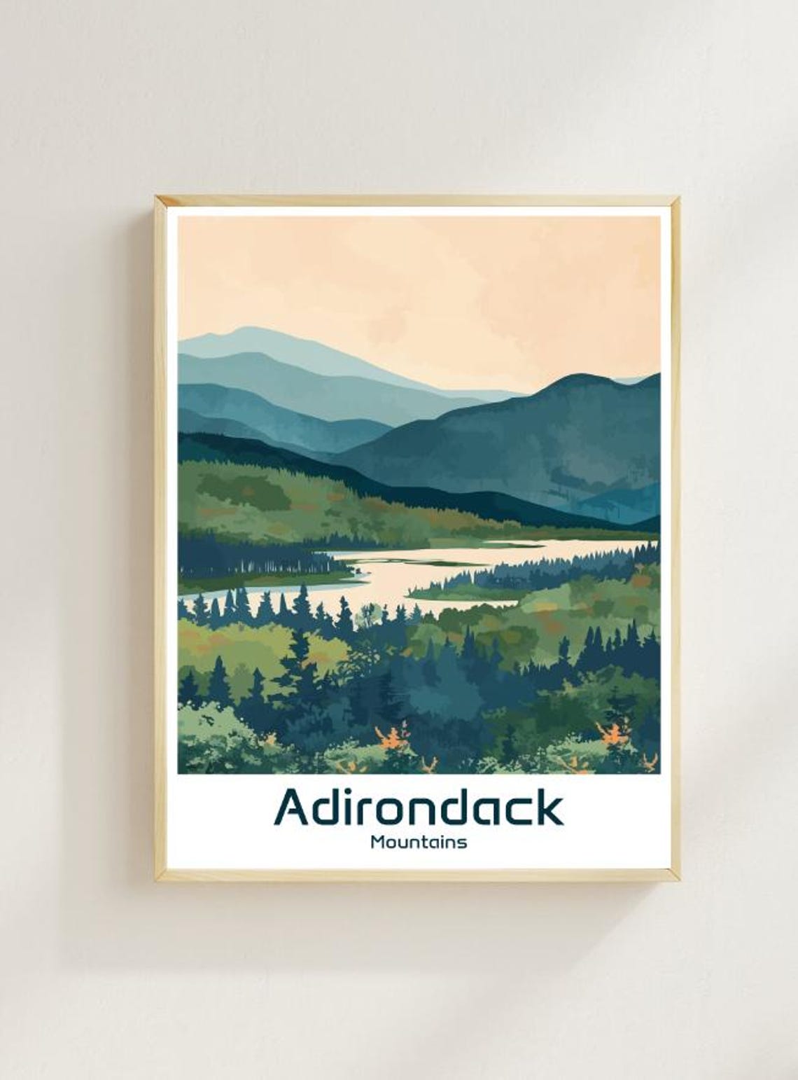 Adirondack Mountains Forest Lake Valley Wilderness Escape Travel Poster