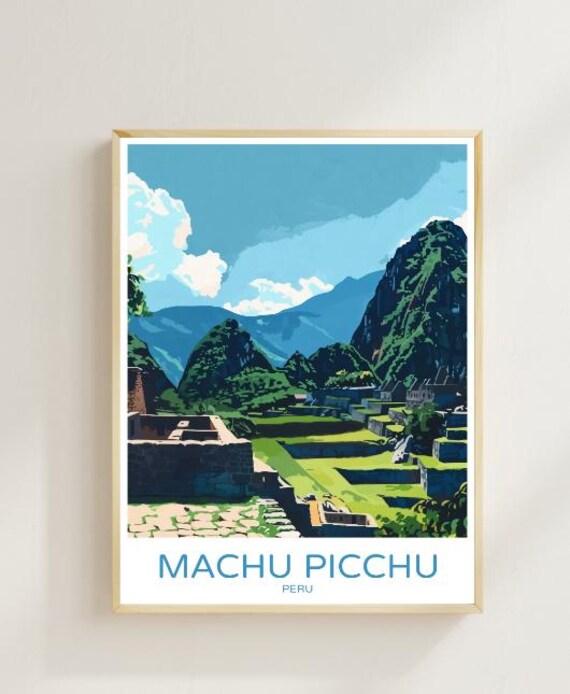 Machu Picchu Peru Travel Poster Inca Ruins Andes Mountains Art