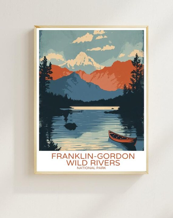 Franklin Gordon Wild Rivers Canoe Lake Mountain Sunset Poster