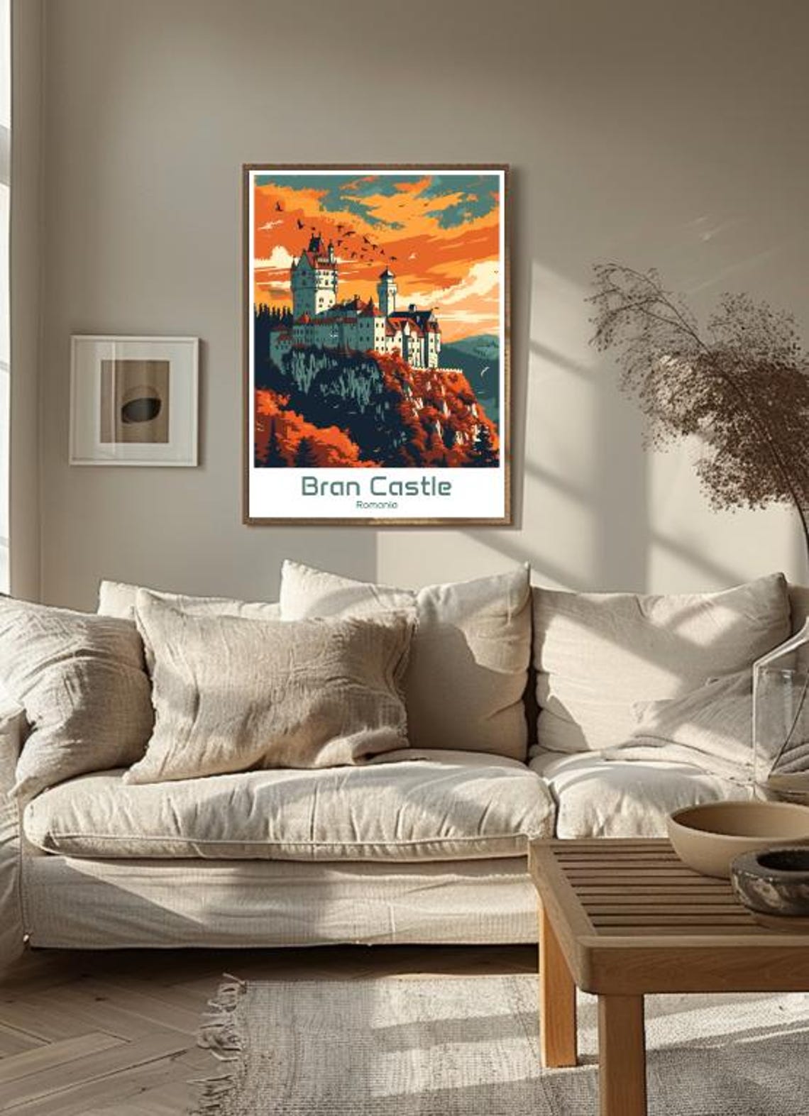Bran Castle Romania Poster Gothic Fortress Sunset Dusk Sky Vintage Art - Image 3