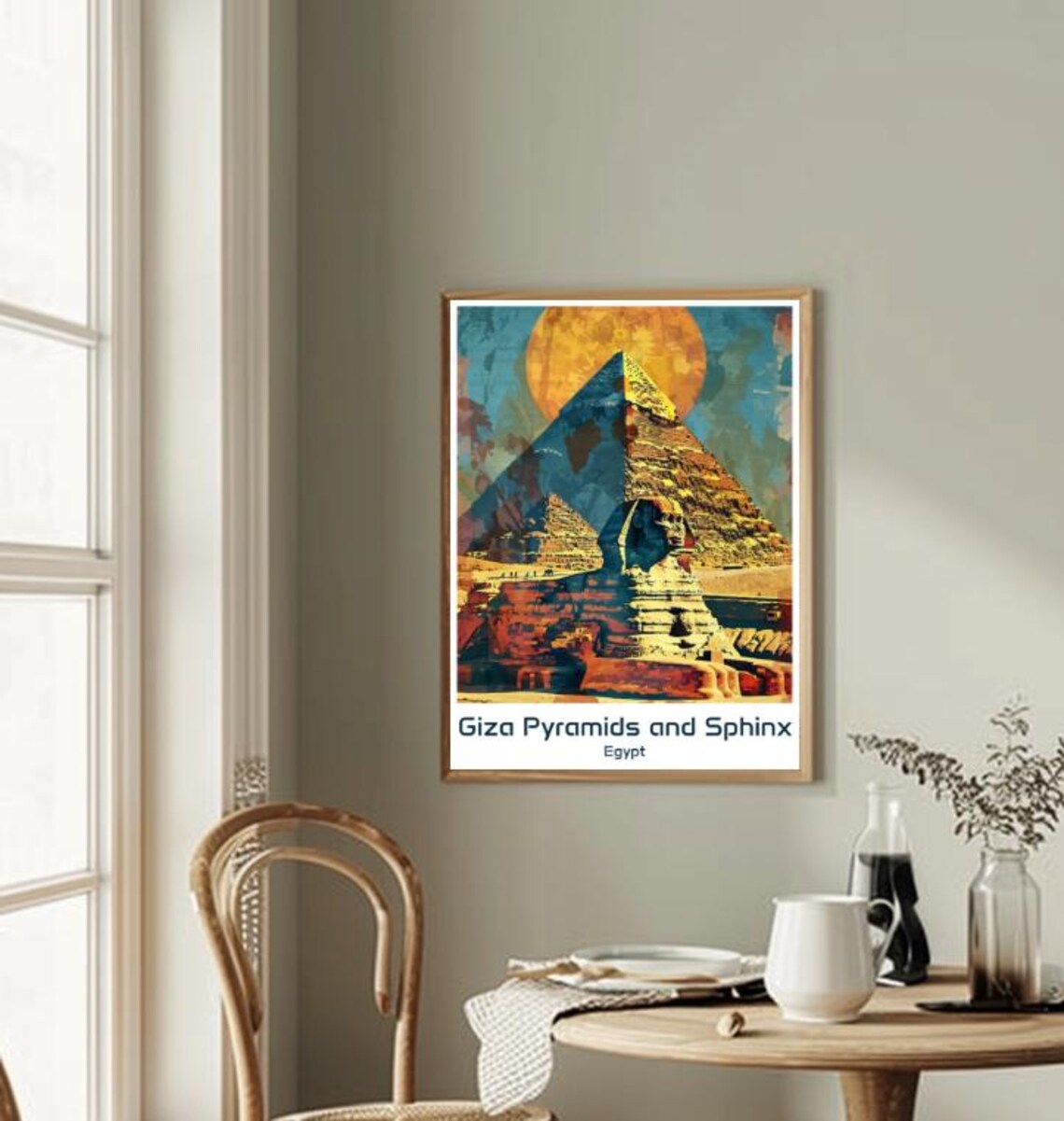 Giza Pyramids Travel Poster Sphinx And Ancient Egypt Wall Art Desert Landmark Print - Image 2