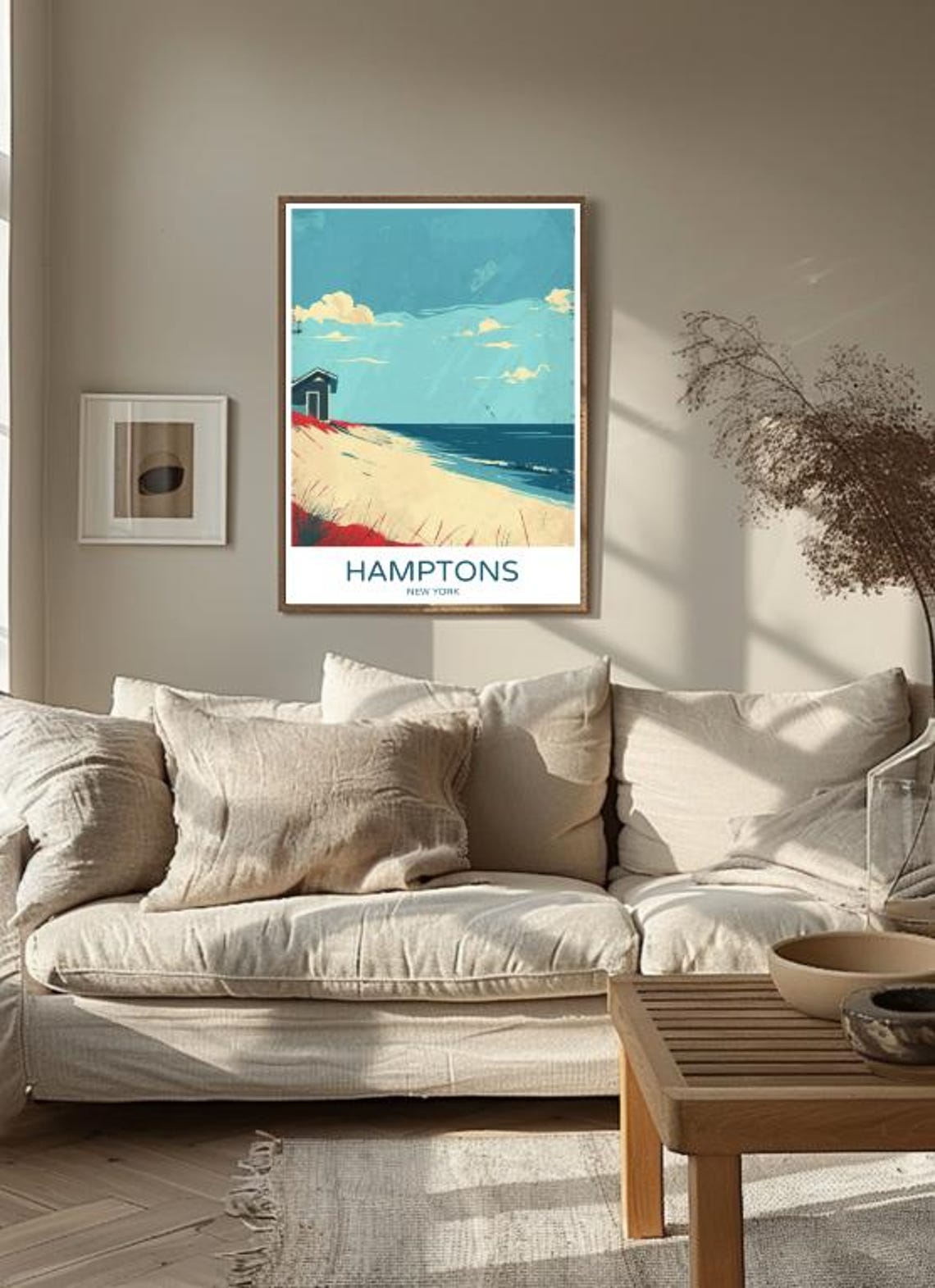 Hamptons New York Coastal Beach Dunes Vintage Summer Travel Poster - Image 3