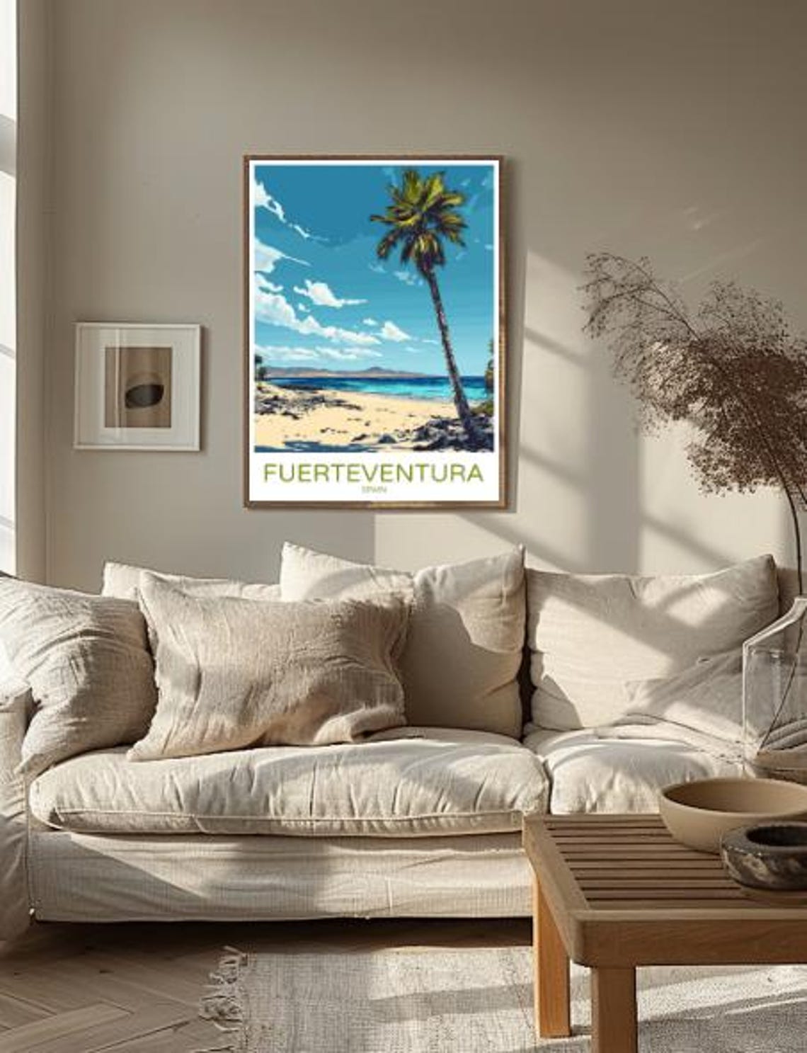 Fuerteventura Spain Travel Poster Palm Beach Volcanic Coast View Decor - Image 2