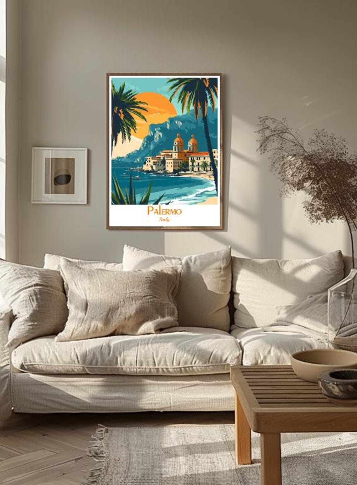 Palermo Italy Sicily Sunset Cliffs Beach Vintage Travel Poster - Image 3