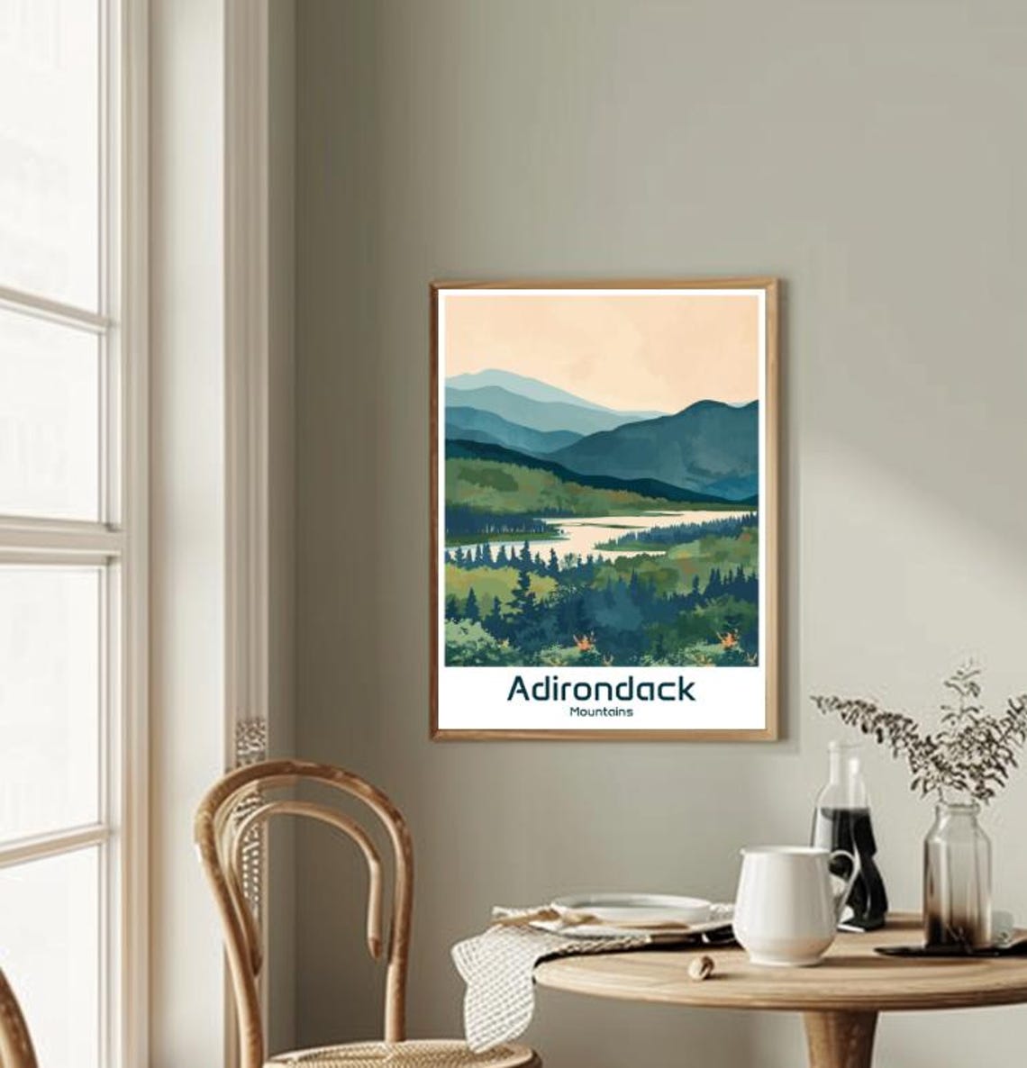 Adirondack Mountains Forest Lake Valley Wilderness Escape Travel Poster - Image 2