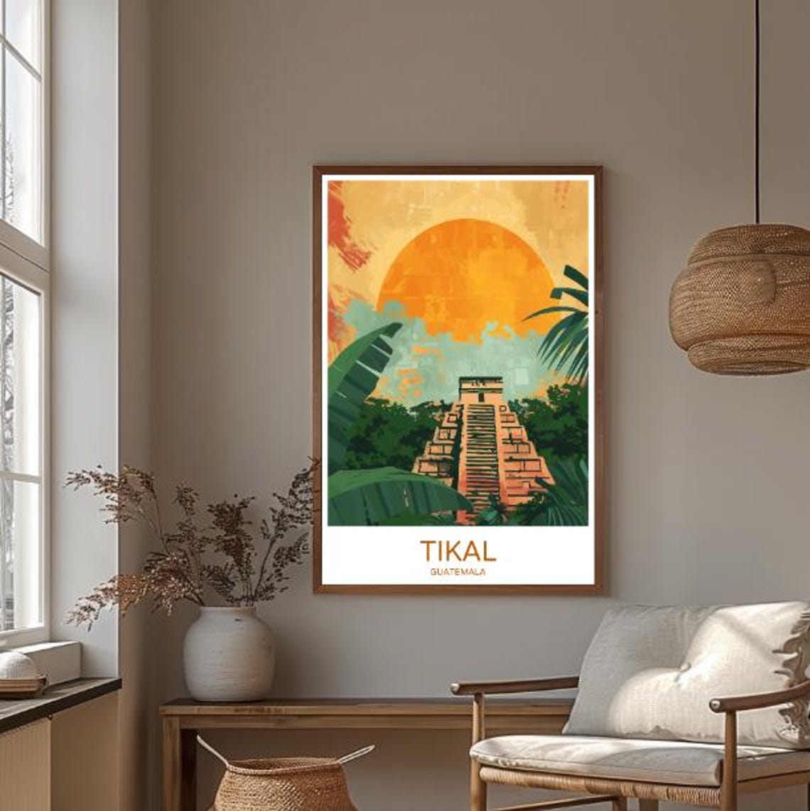 Tikal Guatemala Ancient Mayan Pyramid Sunset Jungle Travel Poster - Image 3