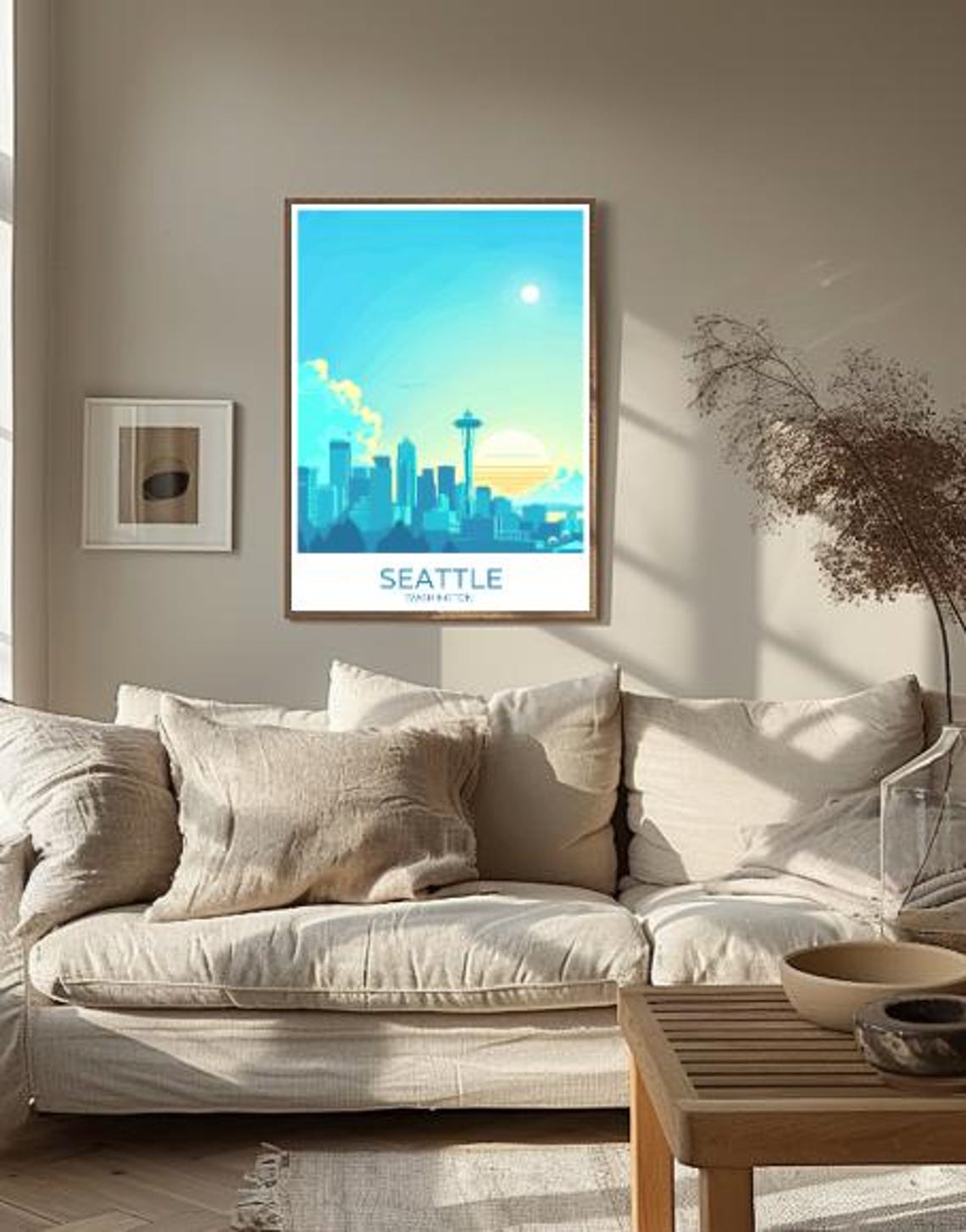 Seattle Washington Space Needle Sunset Skyline Travel Poster - Image 2
