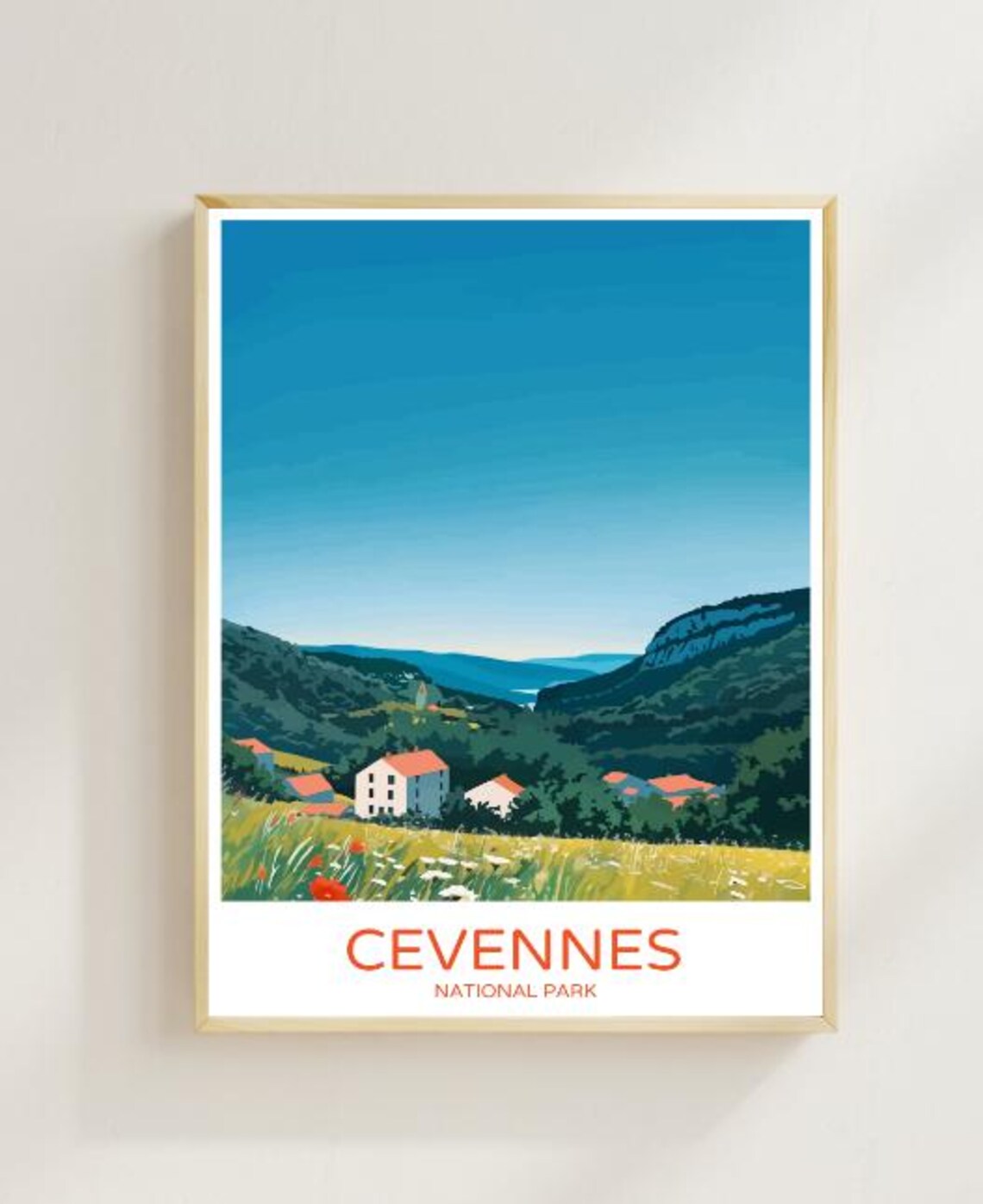 Cevennes National Park French Village Hillside Travel Poster