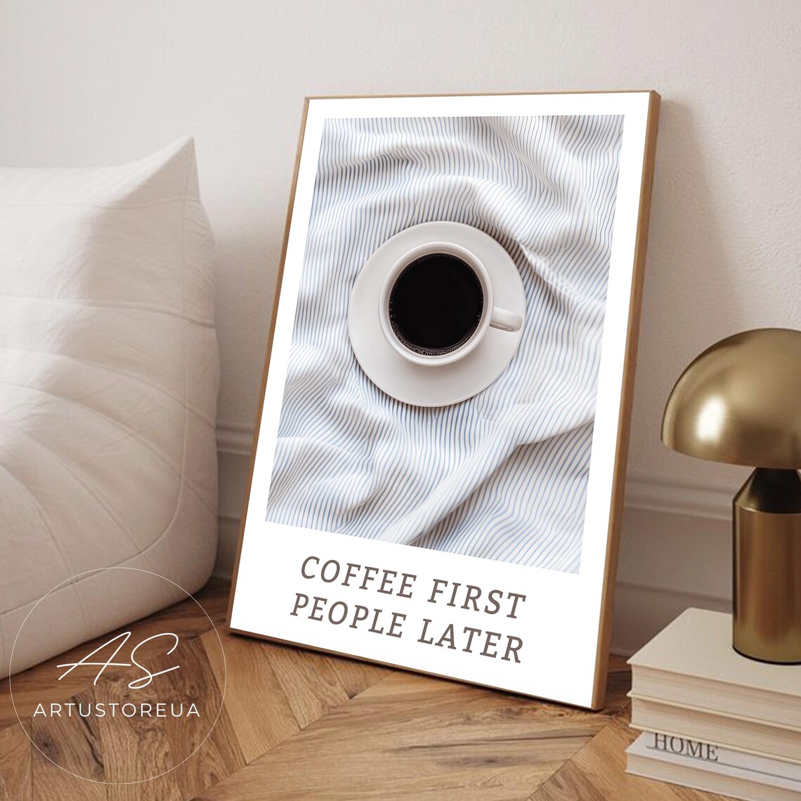 Coffee First People Later Funny Quote Poster Black Coffee Cup Photo Art