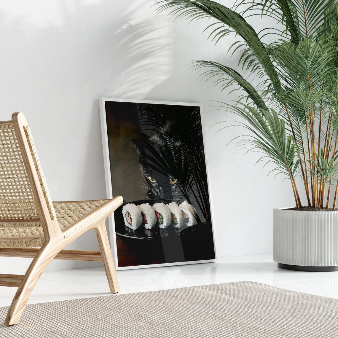 Black Cat Sushi Oil Painting Print Tokyo Art Print Oishii Cat Print Delicious Japanese Food Art Kitchen Wall Art Sushi Art Bcs4 - Image 3