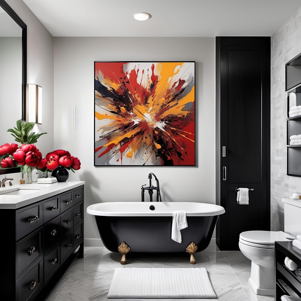 Explosive Abstract Bold Paint Splatter Statement Piece