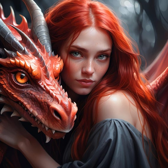 Sorceress And Dragon Home Decor Poster