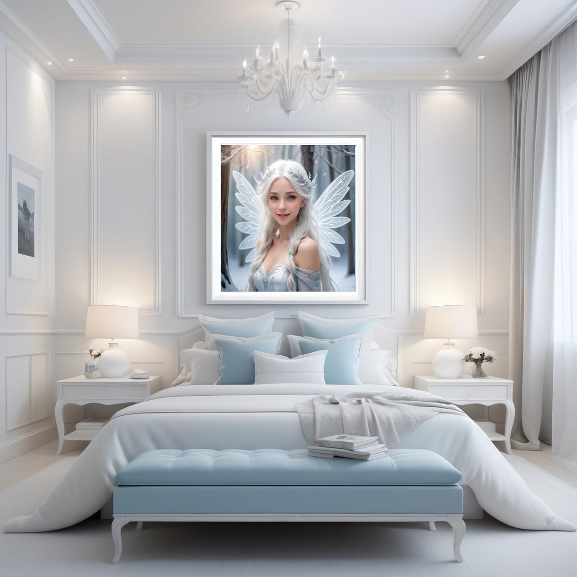 Ice Fairy Snowy Winter Forest Frost Crown Braid Magical Fantasy Poster - Image 3