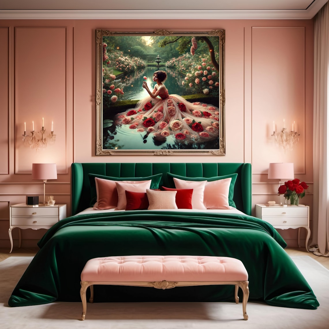 Romantic Roses Reflection, Valentine Art Print - Image 3