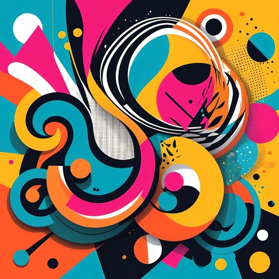 Abstract Pop Art Bold Graphic Wall Art Gift Idea Vibrant Colors Comic Style Print Playful Modern Decor Gift