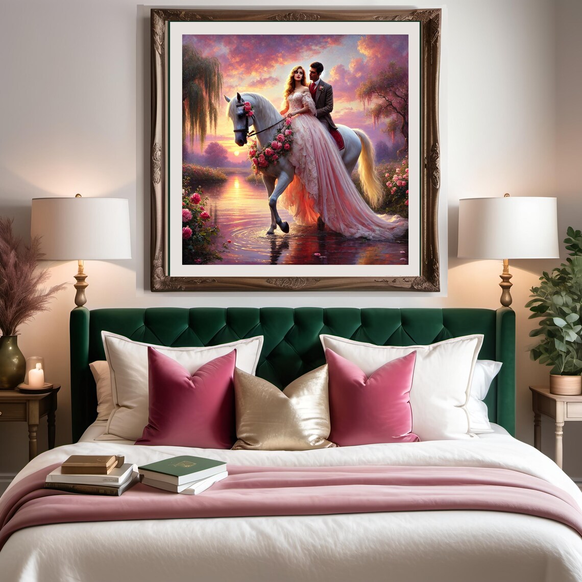 Romantic Horseback Ride, Vintage Fantasy Art Print - Image 2