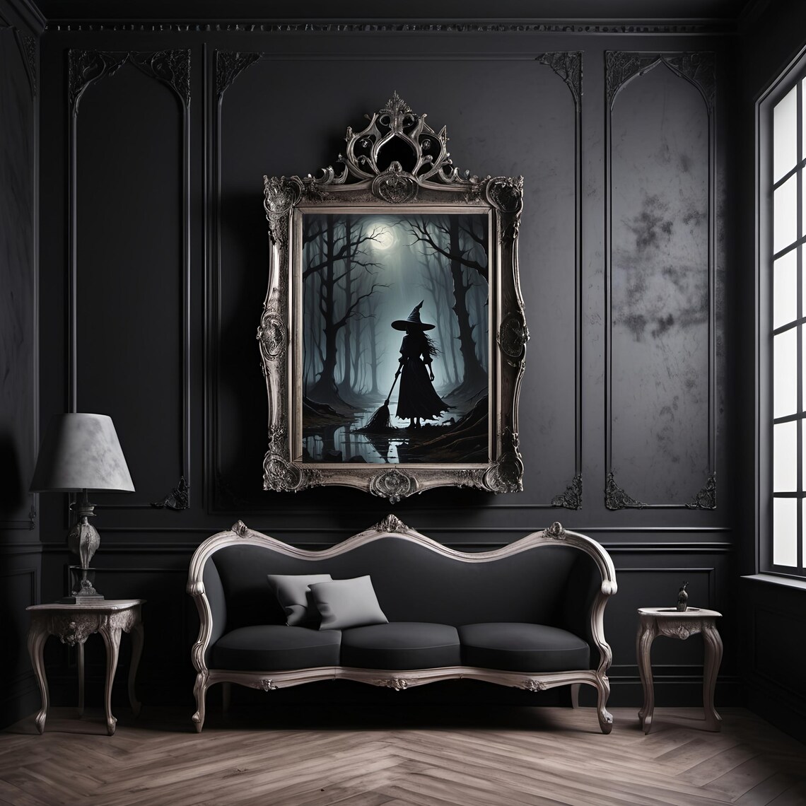 Halloween Witch In Twisted Forest, Gothic Decor - Image 2