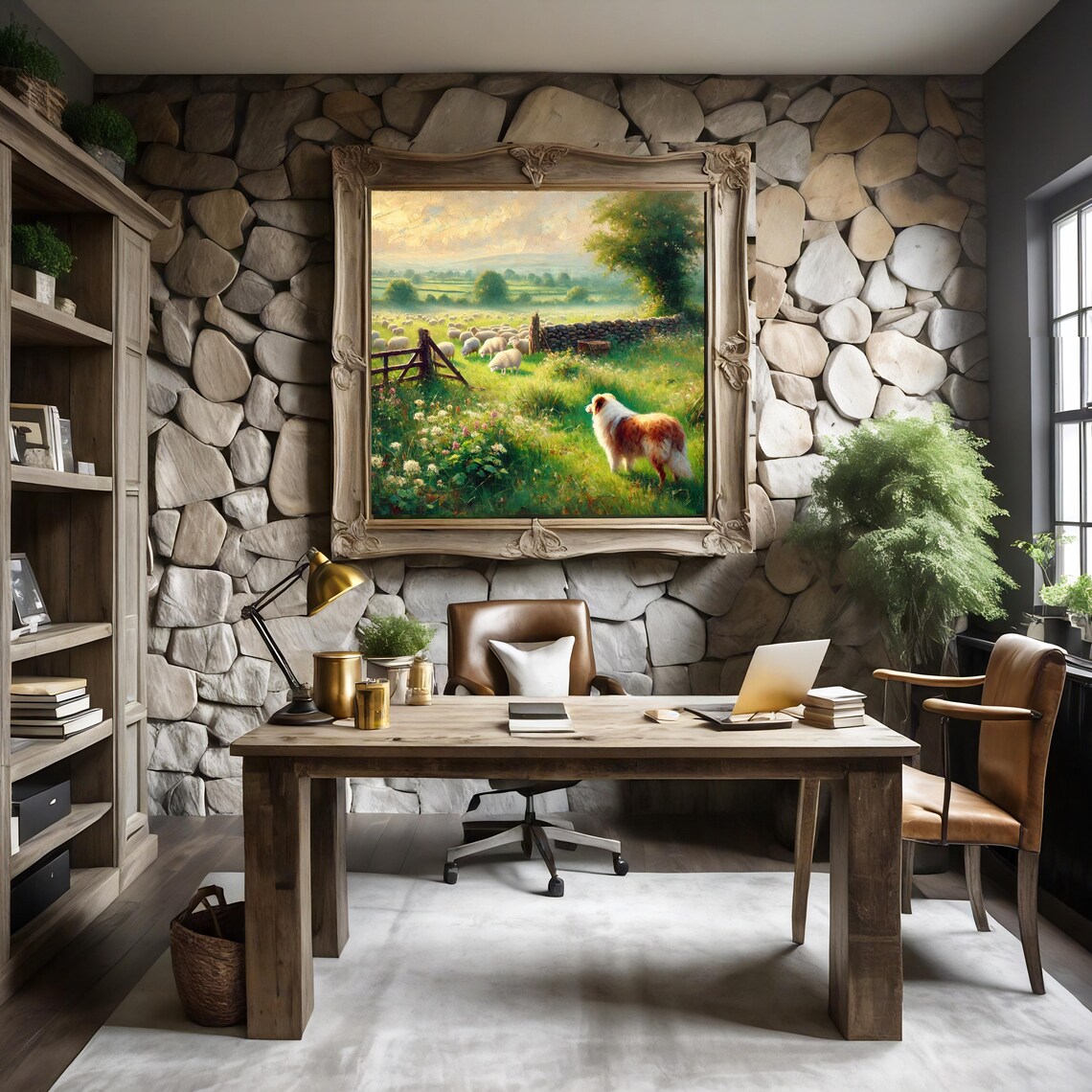 Vintage Farm Landscape With Sheepdog Art Print - Image 2