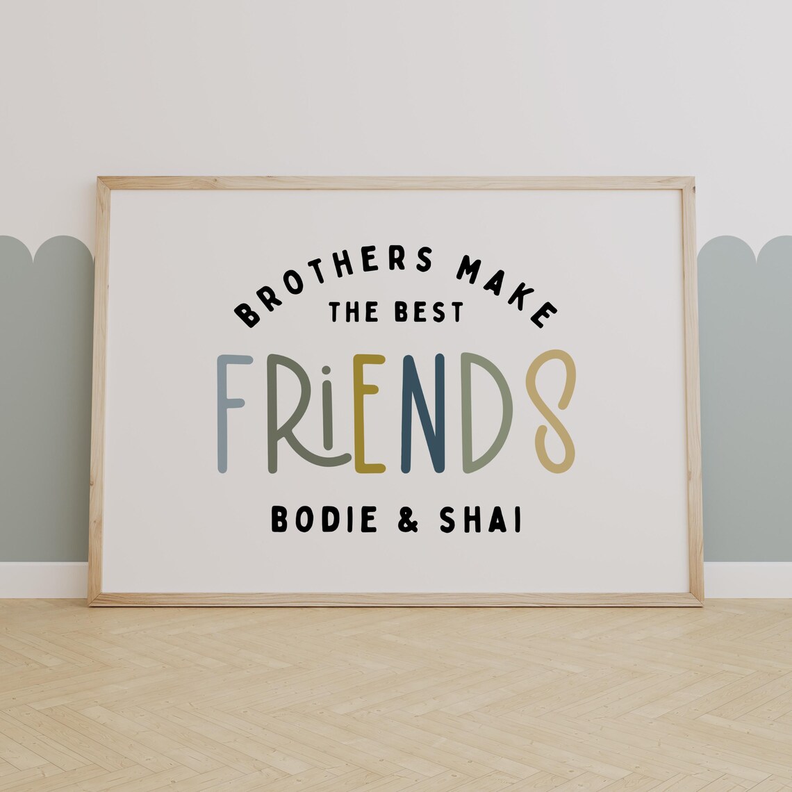 Brothers Custom Name Print, Boho Nursery Decor