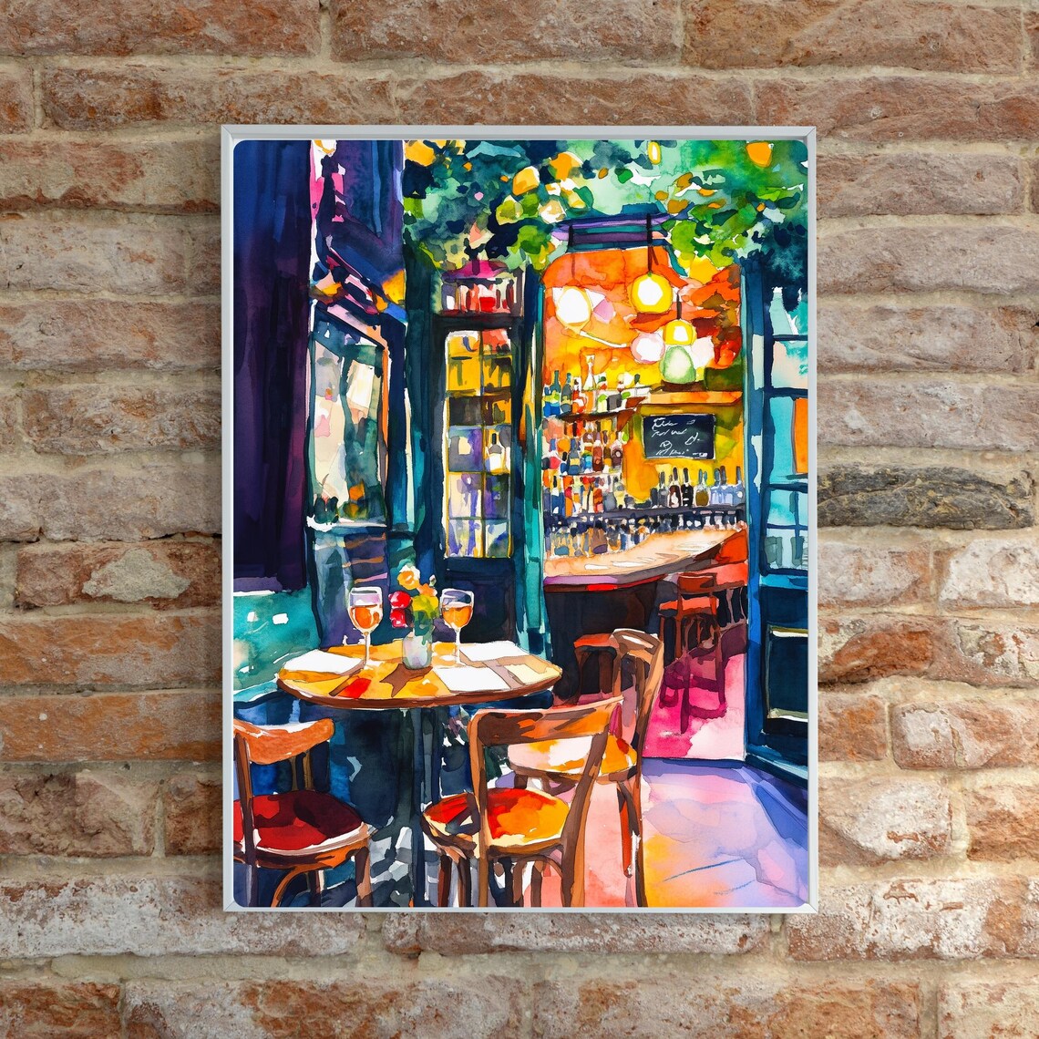 Paris Cafe Watercolor Art Print, French Bistro Scene - Image 4