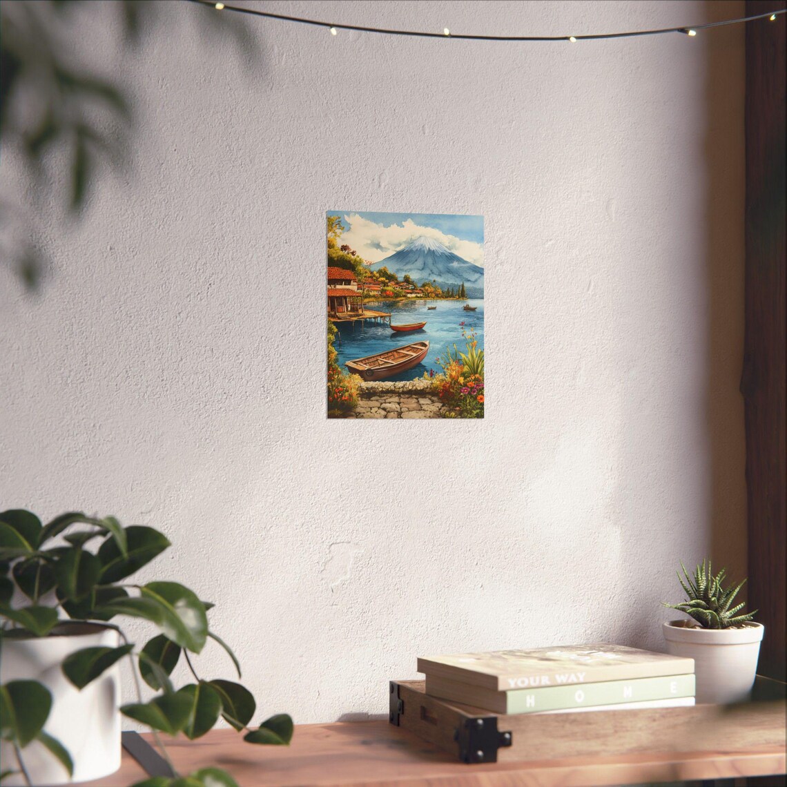 Lake Atitlan Watercolor Art Print, Guatemala Landscape - Image 4