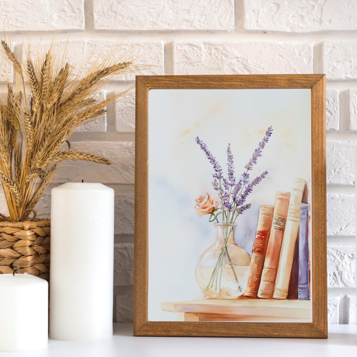 Minimalist Floral Books, Watercolor Art Print - Image 3