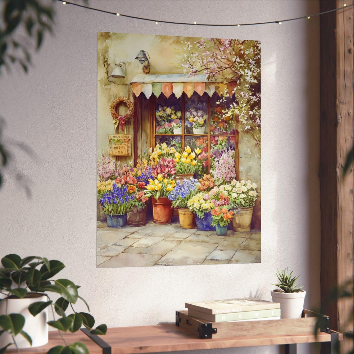 Old English Flower Shop Springtime Storefront Watercolor Poster - Image 6