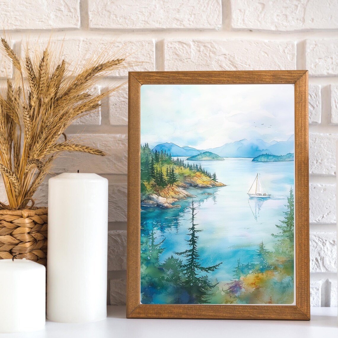 San Juan Islands Watercolor Travel Poster, Washington State - Image 3