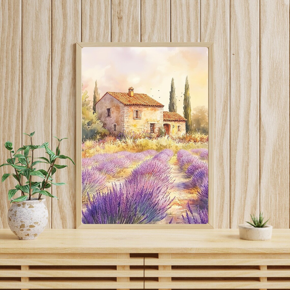 Lavender Field Stone Farmhouse French Countryside Watercolor Poster - Image 5