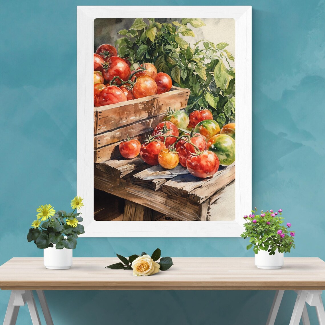 Tomato Harvest Watercolor Garden Vegetable Print Fresh Farm Bounty Decor Kitchen Still Life Art Produce Market Art - Image 5