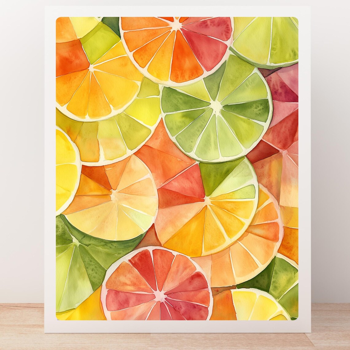 Sliced Citrus Art Print Colorful Fruit Watercolor Abstract Kitchen Decor Modern Food Wall Art Citrus Wheel Painting - Image 6