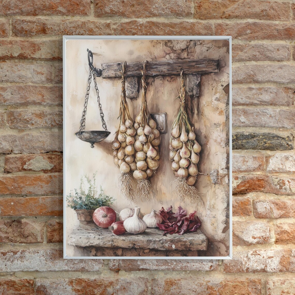 Hanging Onion Garlic Braids Rustic Pantry Farmhouse Still Life Poster - Image 6