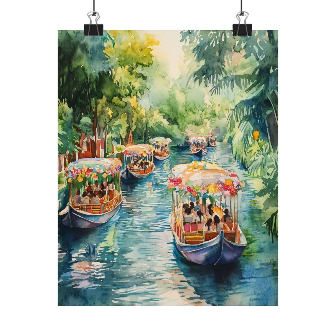 Xochimilco Floating Gardens Trajineras Boats Mexico Canal Poster