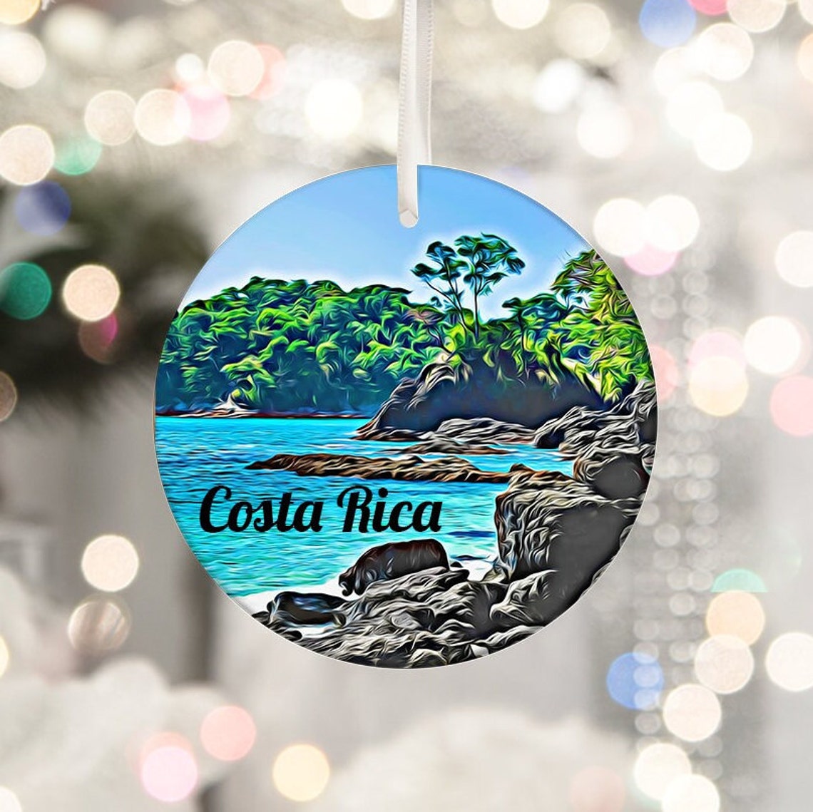 Costa Rica Tropical Coast Christmas Ornament Travel Gift Print