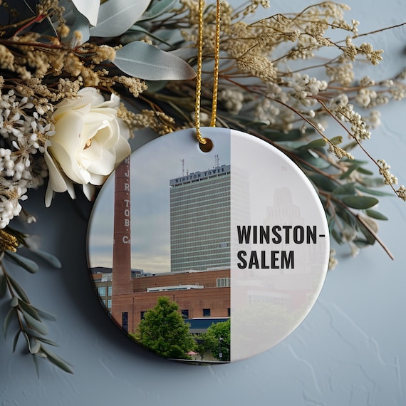 Winston Salem Tower Skyline Historic City Round Ornament Wall Art