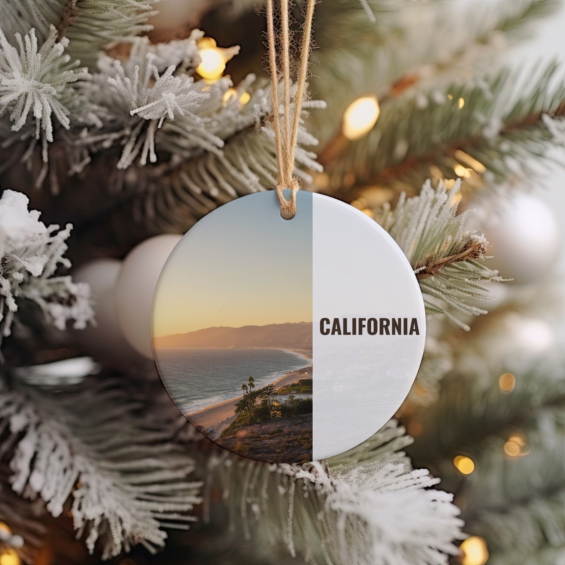 California Sunset Coast Beach Pacific Travel Gift Ornament Poster