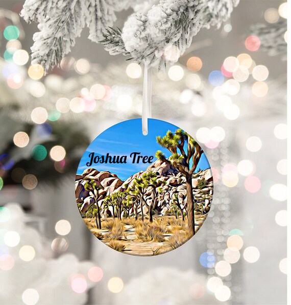 Joshua Tree National Park Desert Round Ceramic Ornament Print