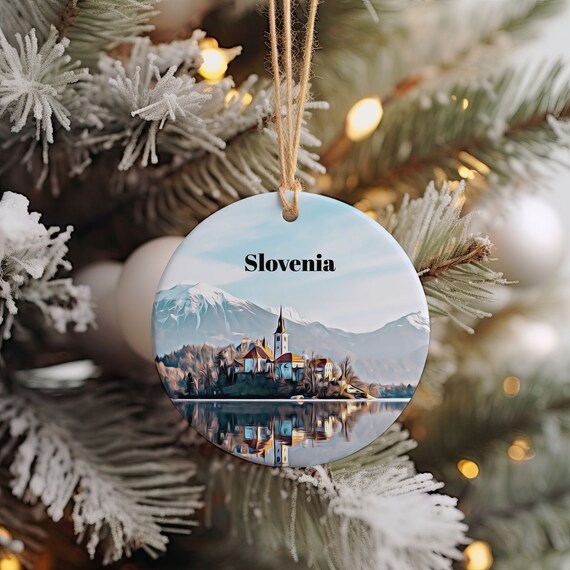 Slovenia Lake Bled Island Church Mountain Round Ornament Wall Art