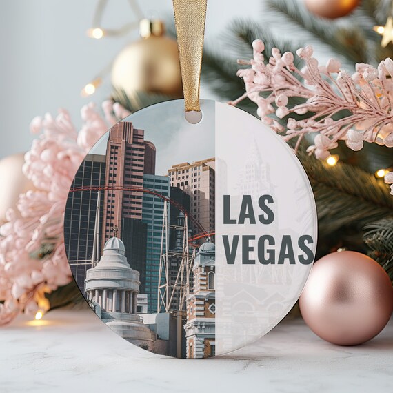 Las Vegas Christmas Ornament Neon City Skyline Souvenir Gift Print
