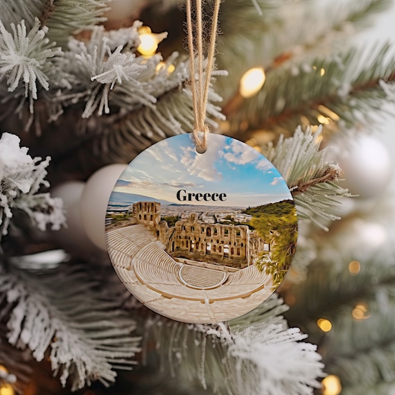 Greece Athens Ancient Amphitheater Souvenir Christmas Ornament Print