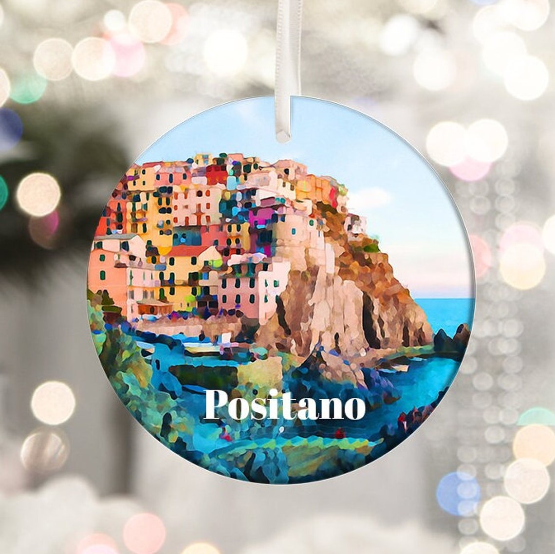 Positano Amalfi Colorful Cliffside Village Round Travel Poster