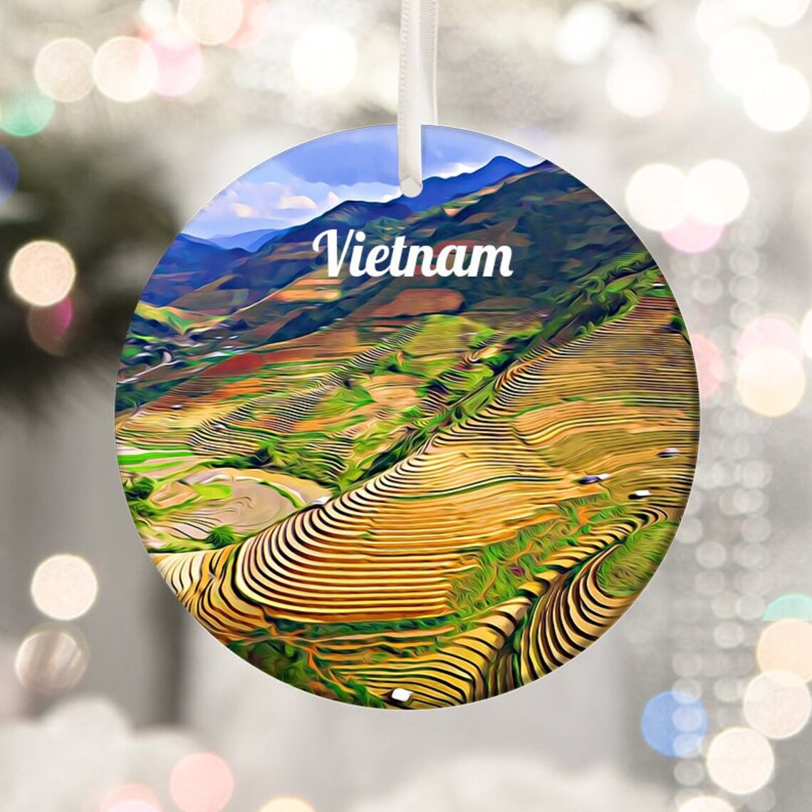 Vietnam Rice Terraces Golden Harvest Mountain Travel Art Poster
