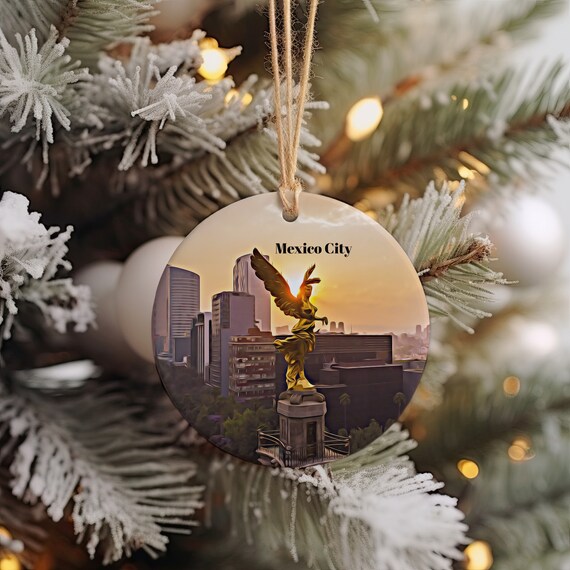 Mexico City Christmas Ornament Poster Angel Of Independence Travel